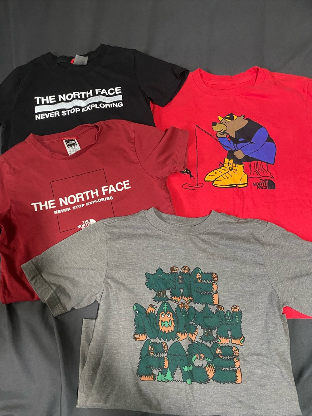 The North Face Kids' Short Sleeve Tees - Red, Black, Gray